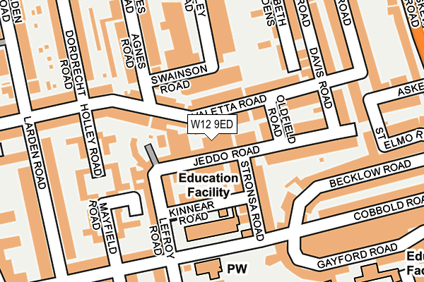 W12 9ED map - OS OpenMap – Local (Ordnance Survey)