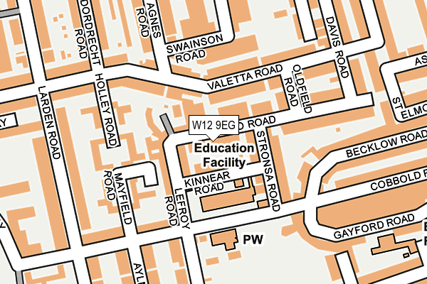 W12 9EG map - OS OpenMap – Local (Ordnance Survey)