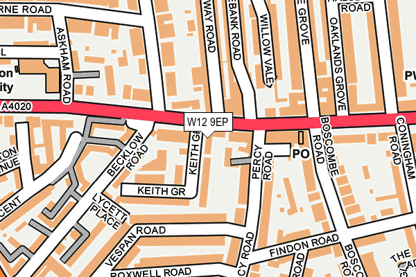 W12 9EP map - OS OpenMap – Local (Ordnance Survey)