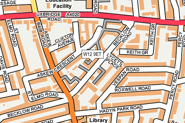 W12 9ET map - OS OpenMap – Local (Ordnance Survey)