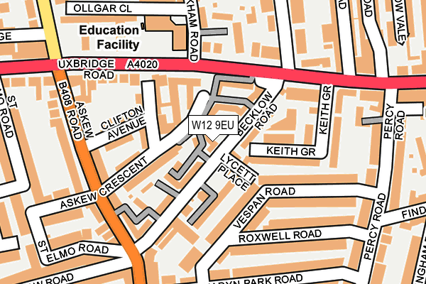 W12 9EU map - OS OpenMap – Local (Ordnance Survey)