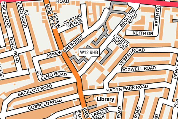 W12 9HB map - OS OpenMap – Local (Ordnance Survey)