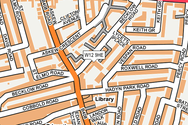 W12 9HE map - OS OpenMap – Local (Ordnance Survey)