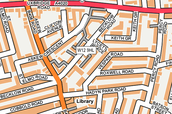 W12 9HL map - OS OpenMap – Local (Ordnance Survey)