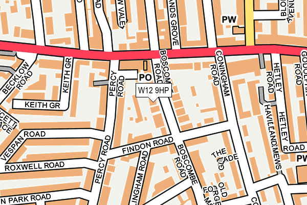 W12 9HP map - OS OpenMap – Local (Ordnance Survey)