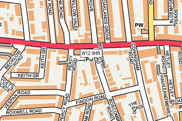 W12 9HR map - OS OpenMap – Local (Ordnance Survey)