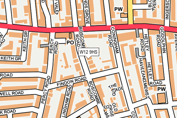 W12 9HS map - OS OpenMap – Local (Ordnance Survey)