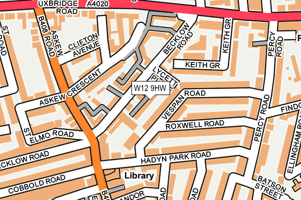 W12 9HW map - OS OpenMap – Local (Ordnance Survey)