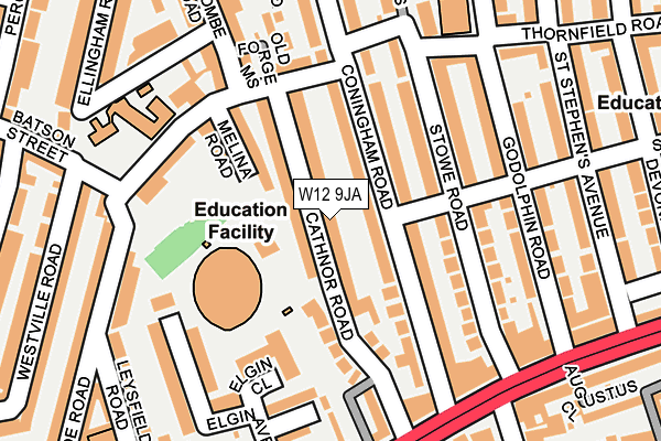 W12 9JA map - OS OpenMap – Local (Ordnance Survey)