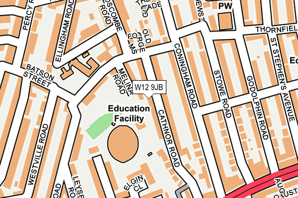 W12 9JB map - OS OpenMap – Local (Ordnance Survey)
