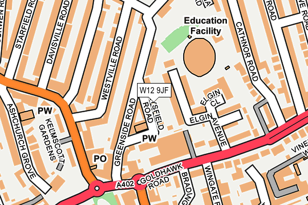 W12 9JF map - OS OpenMap – Local (Ordnance Survey)