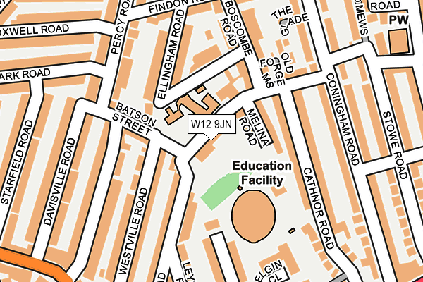W12 9JN map - OS OpenMap – Local (Ordnance Survey)