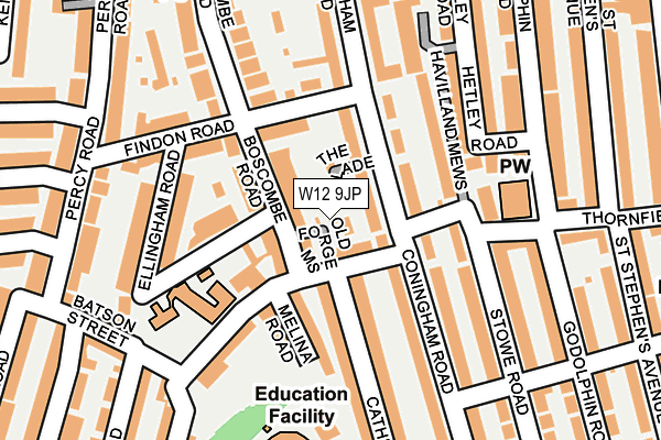 W12 9JP map - OS OpenMap – Local (Ordnance Survey)