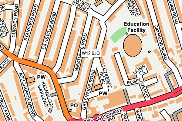 W12 9JQ map - OS OpenMap – Local (Ordnance Survey)