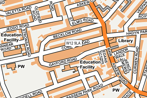 W12 9LA map - OS OpenMap – Local (Ordnance Survey)