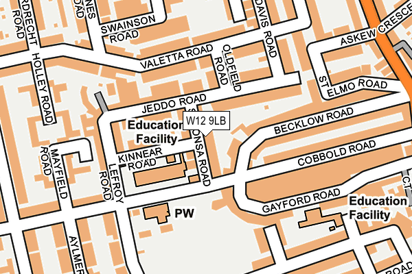 W12 9LB map - OS OpenMap – Local (Ordnance Survey)