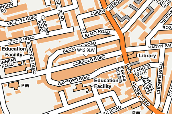 W12 9LW map - OS OpenMap – Local (Ordnance Survey)