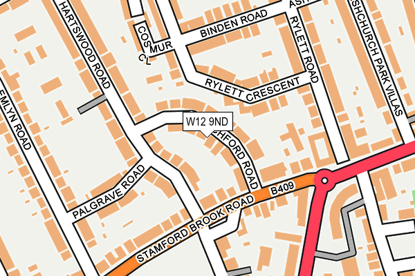 W12 9ND map - OS OpenMap – Local (Ordnance Survey)