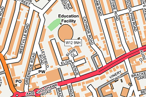 W12 9NH map - OS OpenMap – Local (Ordnance Survey)