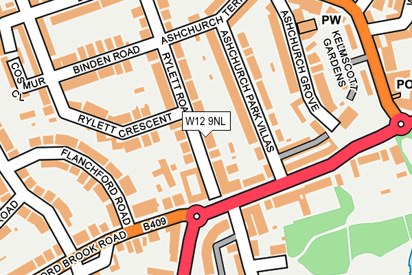 W12 9NL map - OS OpenMap – Local (Ordnance Survey)