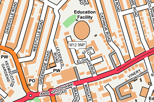 W12 9NP map - OS OpenMap – Local (Ordnance Survey)