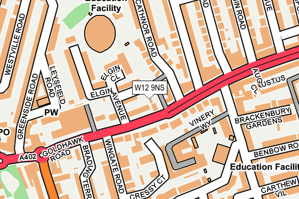 W12 9NS map - OS OpenMap – Local (Ordnance Survey)