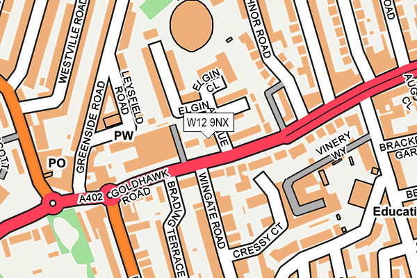 W12 9NX map - OS OpenMap – Local (Ordnance Survey)