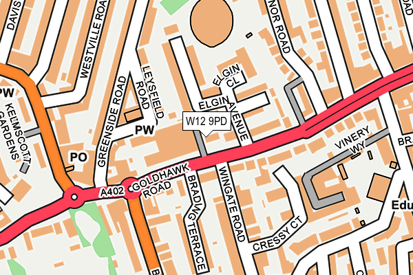 W12 9PD map - OS OpenMap – Local (Ordnance Survey)