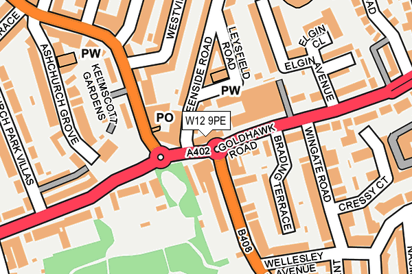 W12 9PE map - OS OpenMap – Local (Ordnance Survey)