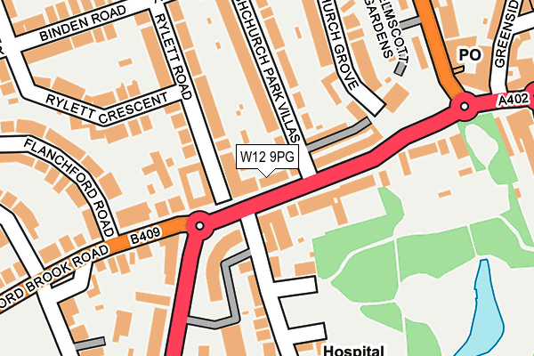 W12 9PG map - OS OpenMap – Local (Ordnance Survey)