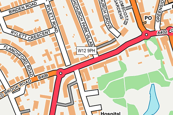 W12 9PH map - OS OpenMap – Local (Ordnance Survey)