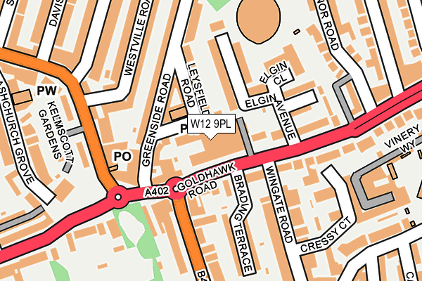 W12 9PL map - OS OpenMap – Local (Ordnance Survey)
