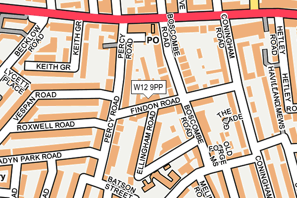 W12 9PP map - OS OpenMap – Local (Ordnance Survey)