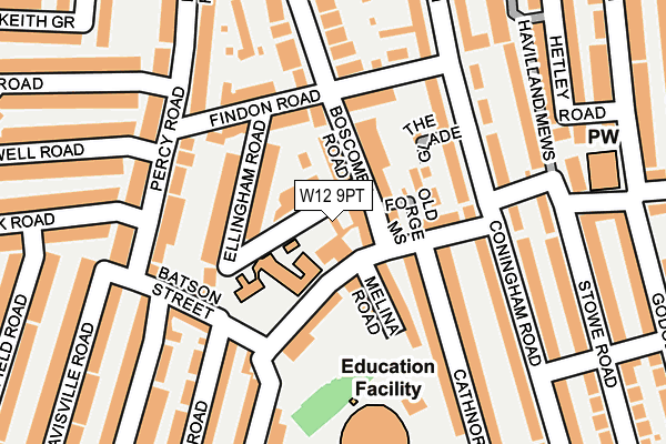 W12 9PT map - OS OpenMap – Local (Ordnance Survey)