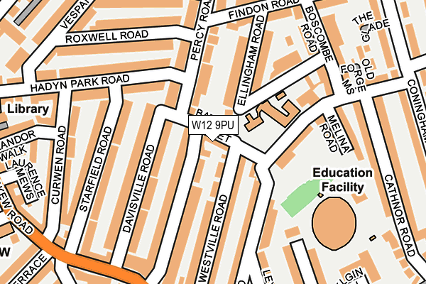 W12 9PU map - OS OpenMap – Local (Ordnance Survey)