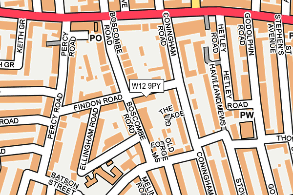 W12 9PY map - OS OpenMap – Local (Ordnance Survey)