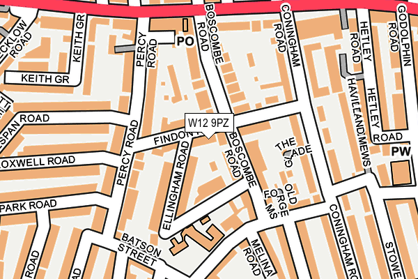 W12 9PZ map - OS OpenMap – Local (Ordnance Survey)