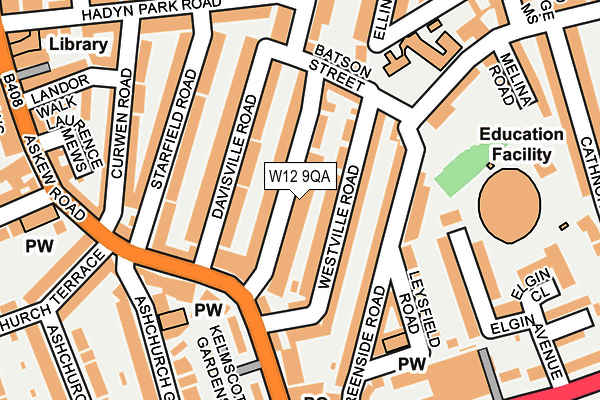 W12 9QA map - OS OpenMap – Local (Ordnance Survey)