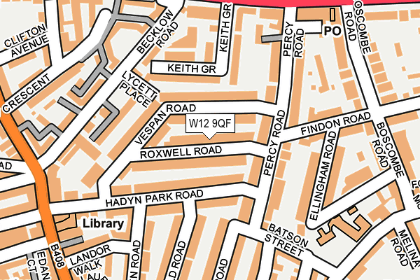 W12 9QF map - OS OpenMap – Local (Ordnance Survey)