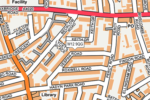 W12 9QG map - OS OpenMap – Local (Ordnance Survey)