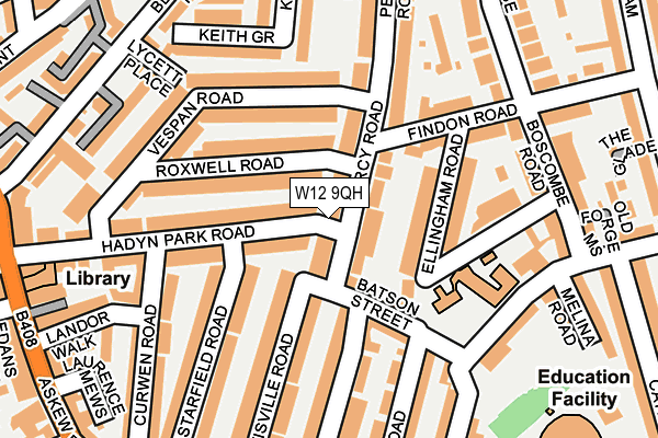 W12 9QH map - OS OpenMap – Local (Ordnance Survey)