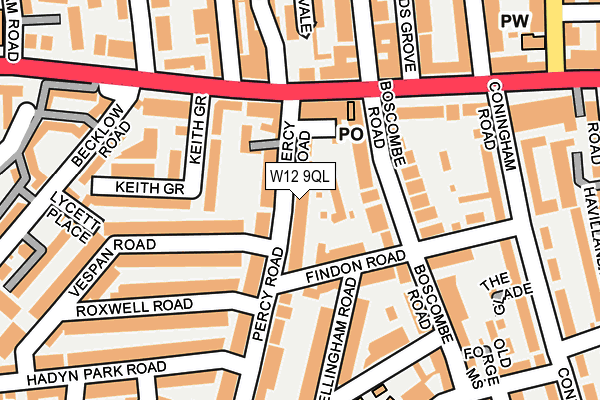 W12 9QL map - OS OpenMap – Local (Ordnance Survey)