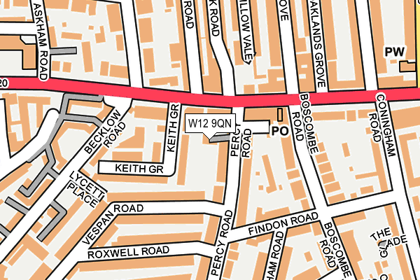 W12 9QN map - OS OpenMap – Local (Ordnance Survey)