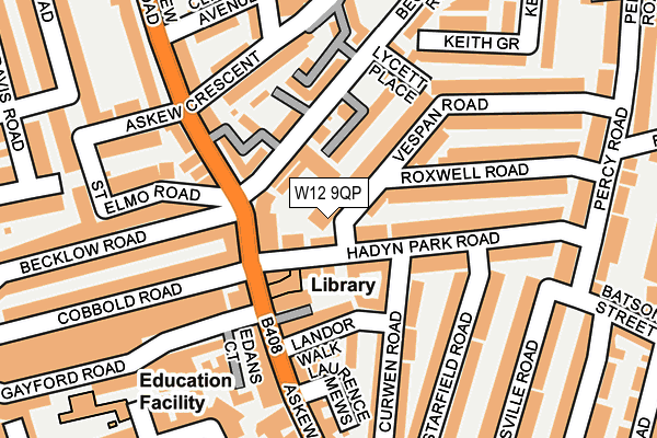 W12 9QP map - OS OpenMap – Local (Ordnance Survey)