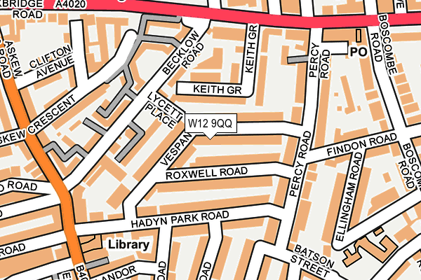 W12 9QQ map - OS OpenMap – Local (Ordnance Survey)