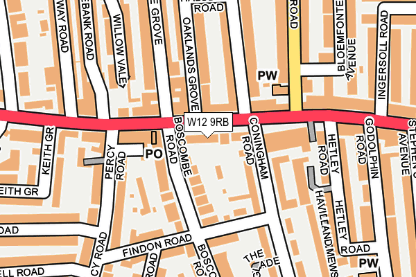 W12 9RB map - OS OpenMap – Local (Ordnance Survey)