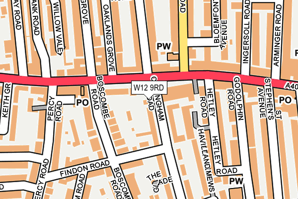 W12 9RD map - OS OpenMap – Local (Ordnance Survey)