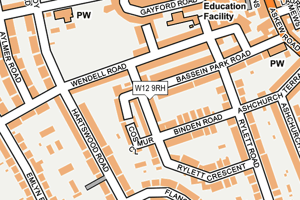 W12 9RH map - OS OpenMap – Local (Ordnance Survey)