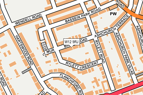 W12 9RJ map - OS OpenMap – Local (Ordnance Survey)