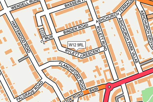 W12 9RL map - OS OpenMap – Local (Ordnance Survey)